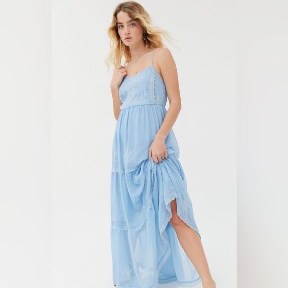 Urban Outfitters Sky Blue Lace Maxi Dress - Picture 1 of 10